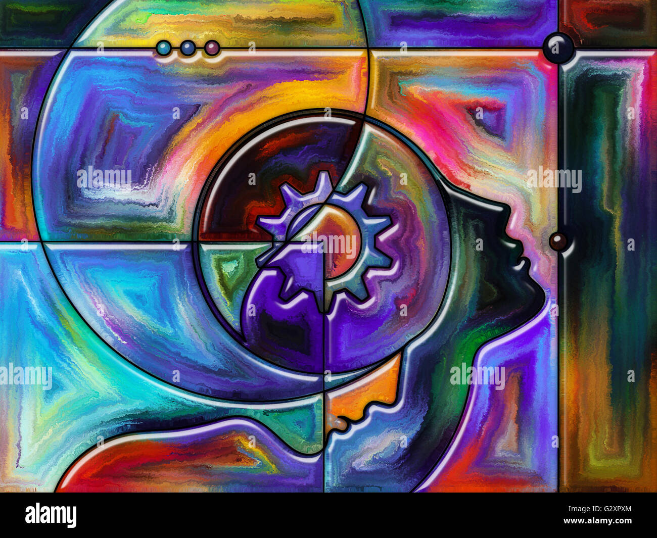 Digital Stained Glass series. Backdrop composed of colorful stained glass  patterns and suitable for use in the projects on art Stock Photo - Alamy