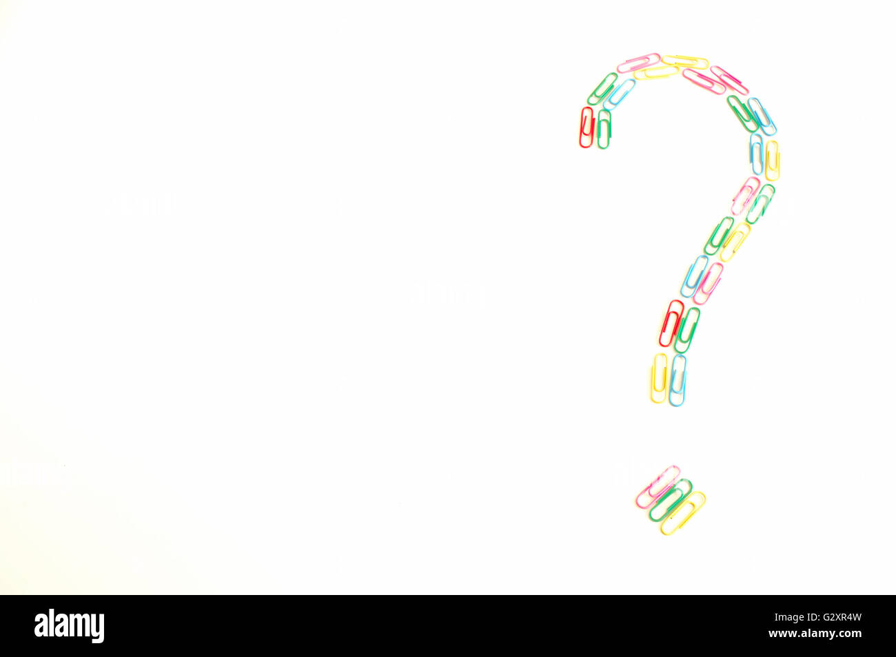 Colourful paper clips question mark Stock Photo Alamy