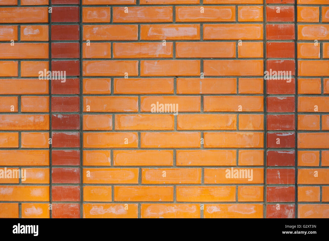 Brick wall background with two stripes Stock Photo