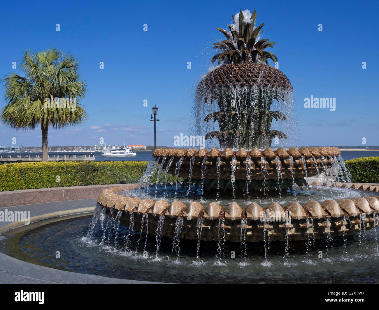 Pineapple fountain, Charleston, South Carolina Stock Photo