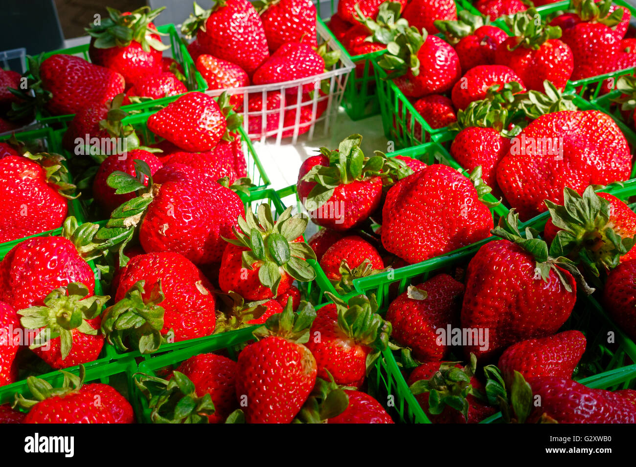 Fresh strawberries for sale in a market Stock Photo