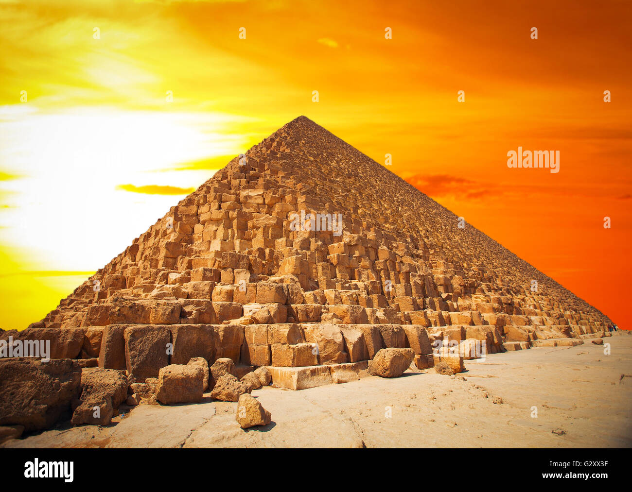 pyramids of the pharaohs in Giza. Cairo, Egypt Stock Photo