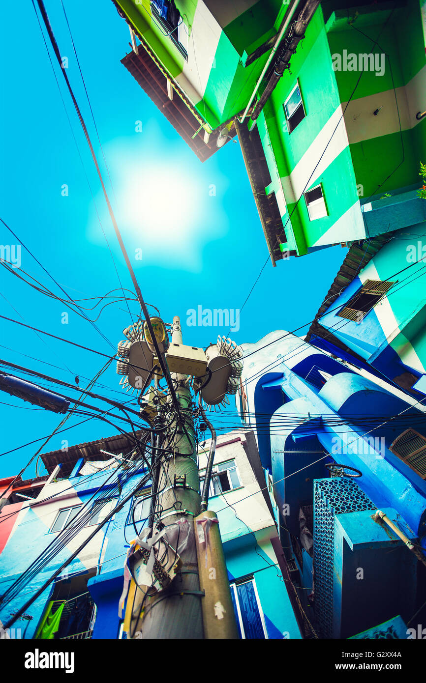 Colorful painted buildings of Favela in Rio de Janeiro Brazil Stock ...