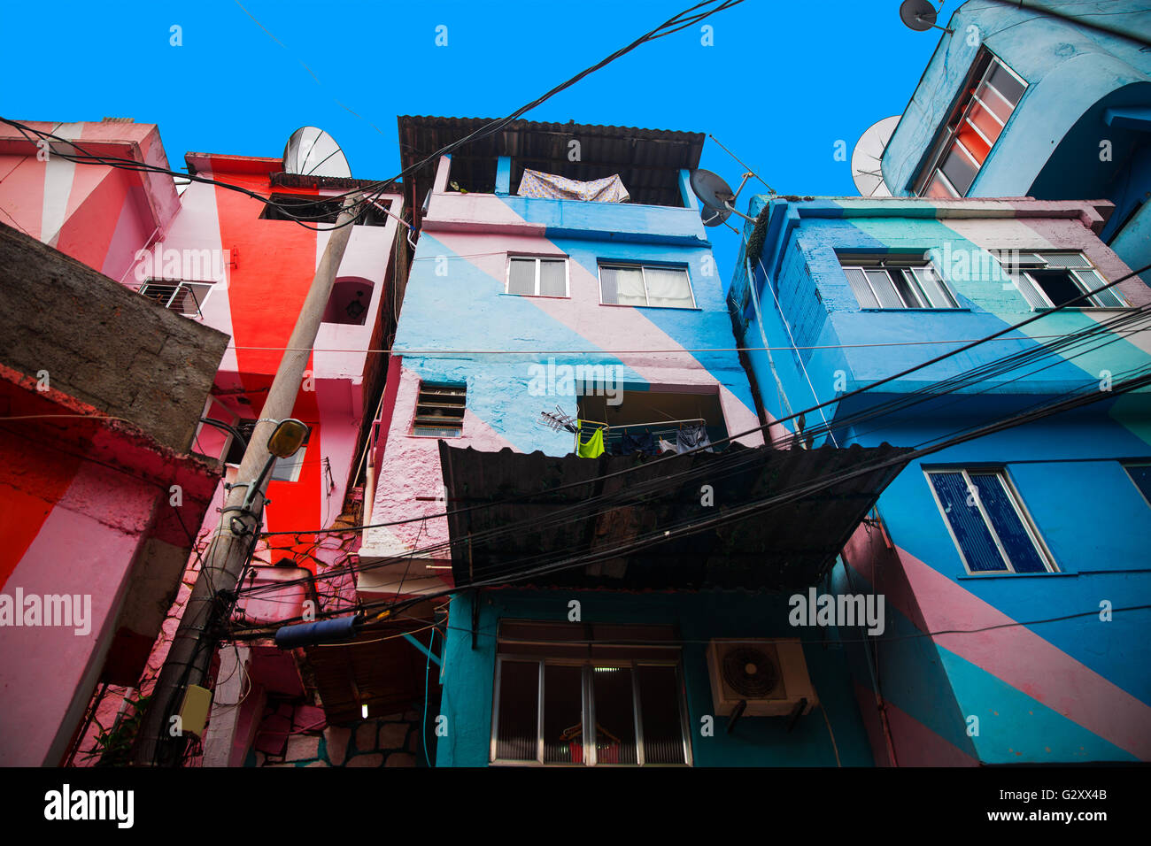 Colorful painted buildings of Favela in Rio de Janeiro Brazil Stock ...