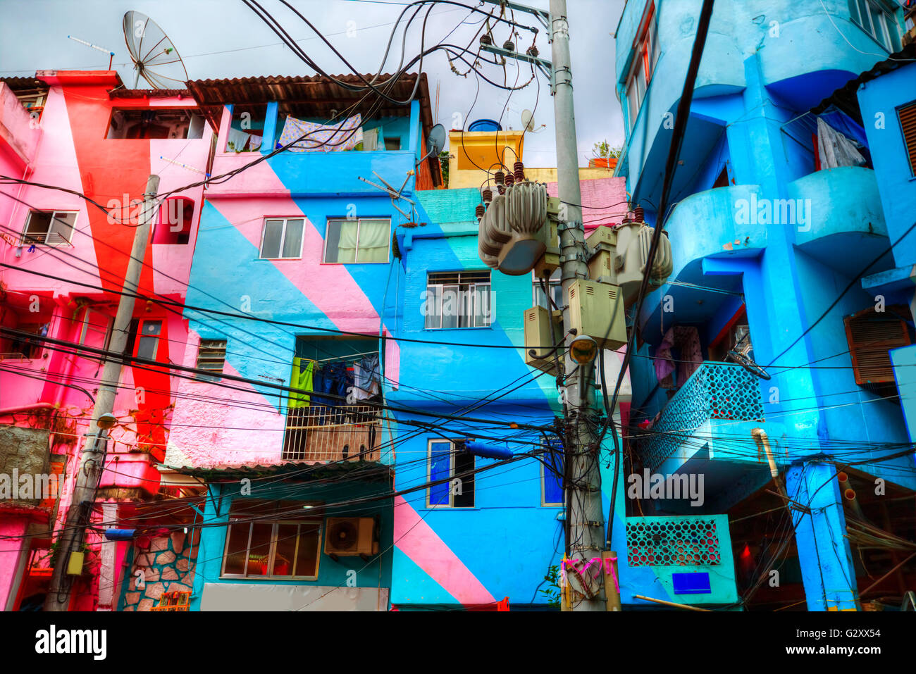 Colorful painted buildings of Favela in Rio de Janeiro Brazil Stock ...