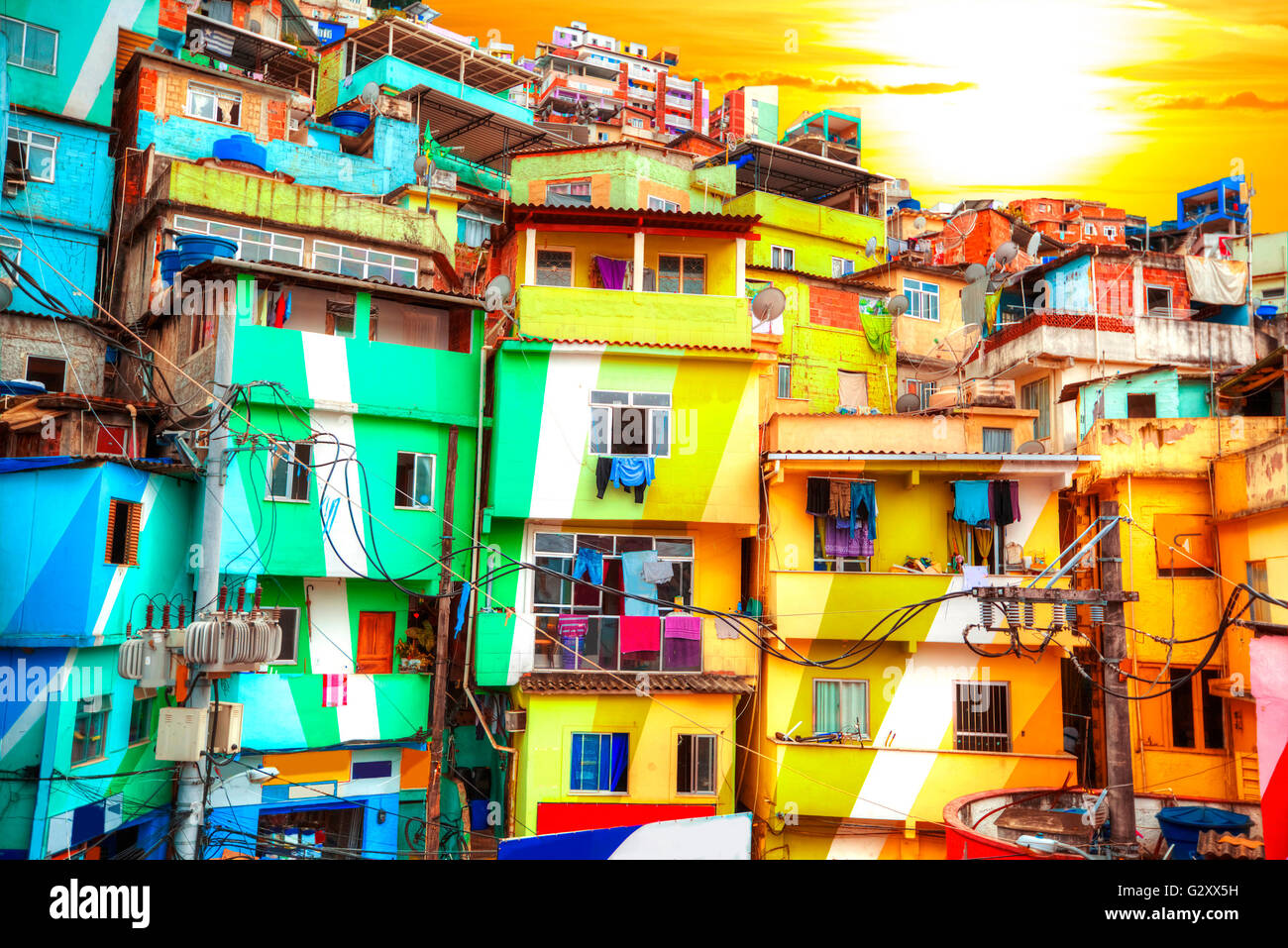Colorful Painted Buildings Of Favela In Rio De Janeiro Brazil Stock Photo Alamy