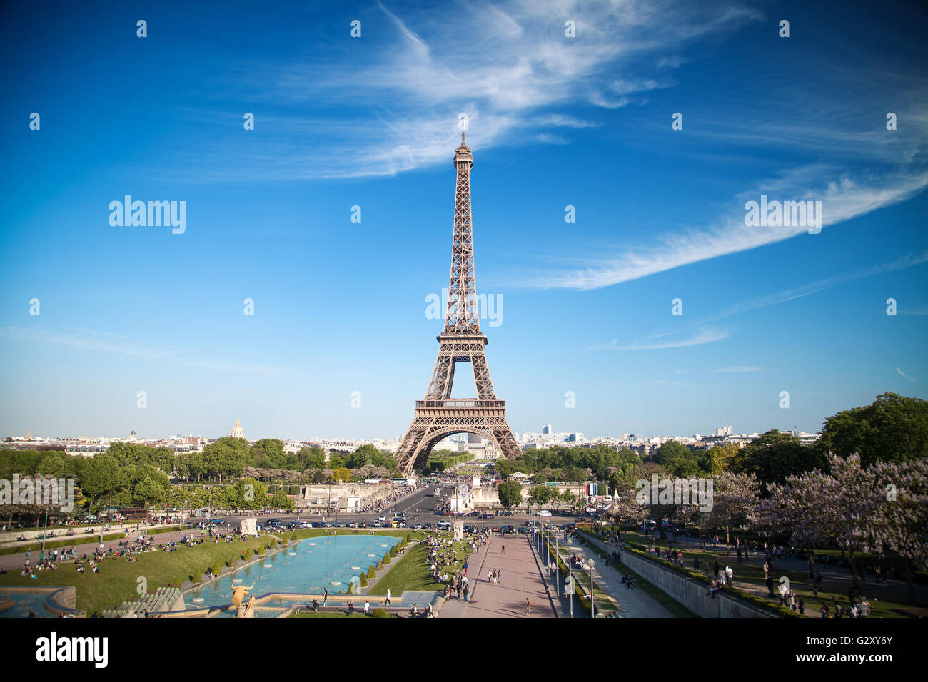 Beautiful view of famous Eiffel Tower in Paris, France Stock Photo