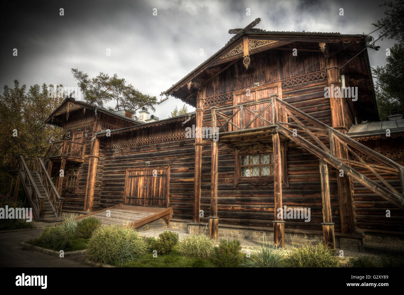 wooden house is in the woods. Irkutsk, Russia Stock Photo - Alamy