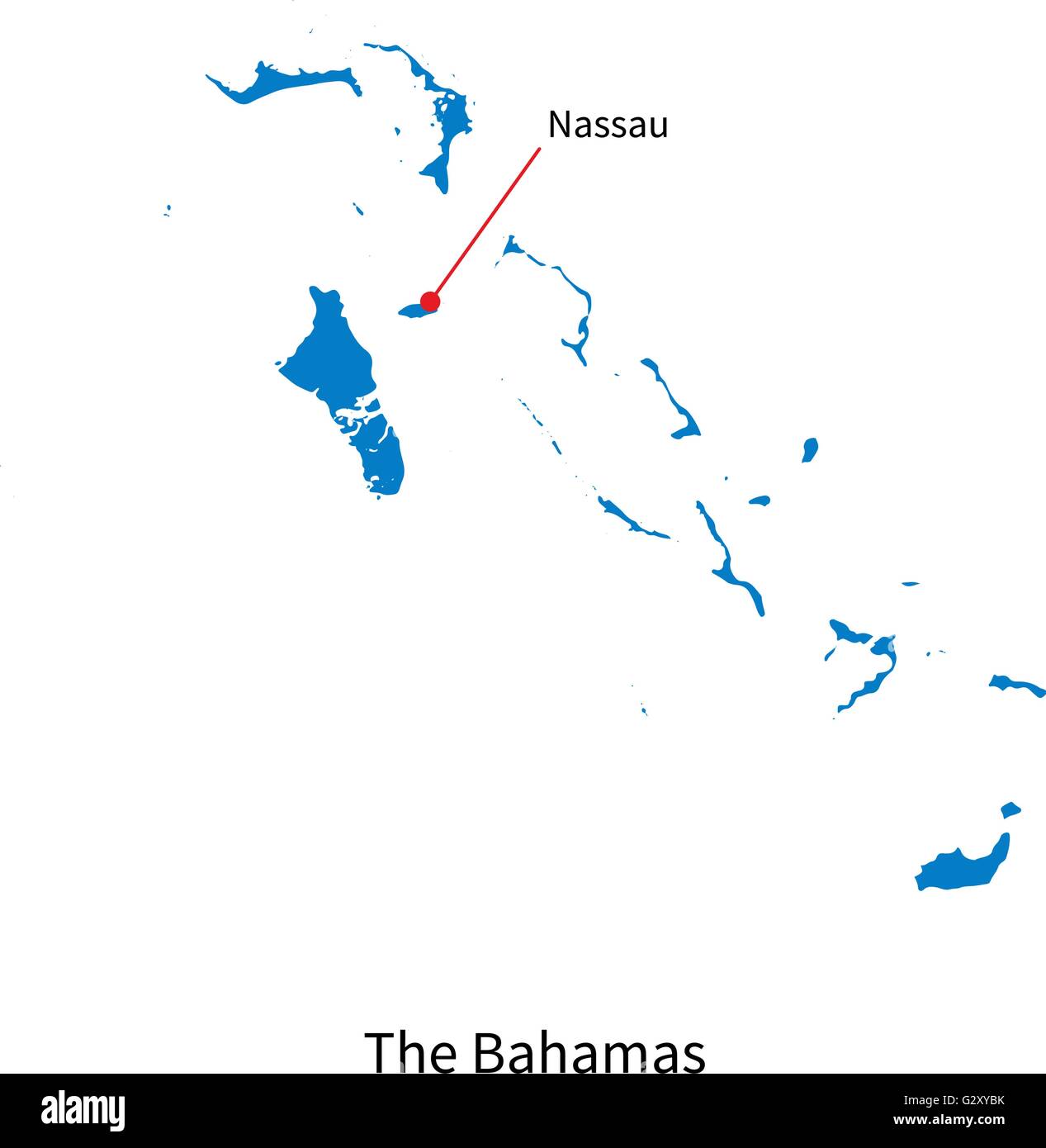 Detailed vector map of Bahamas and capital city Nassau Stock Vector ...