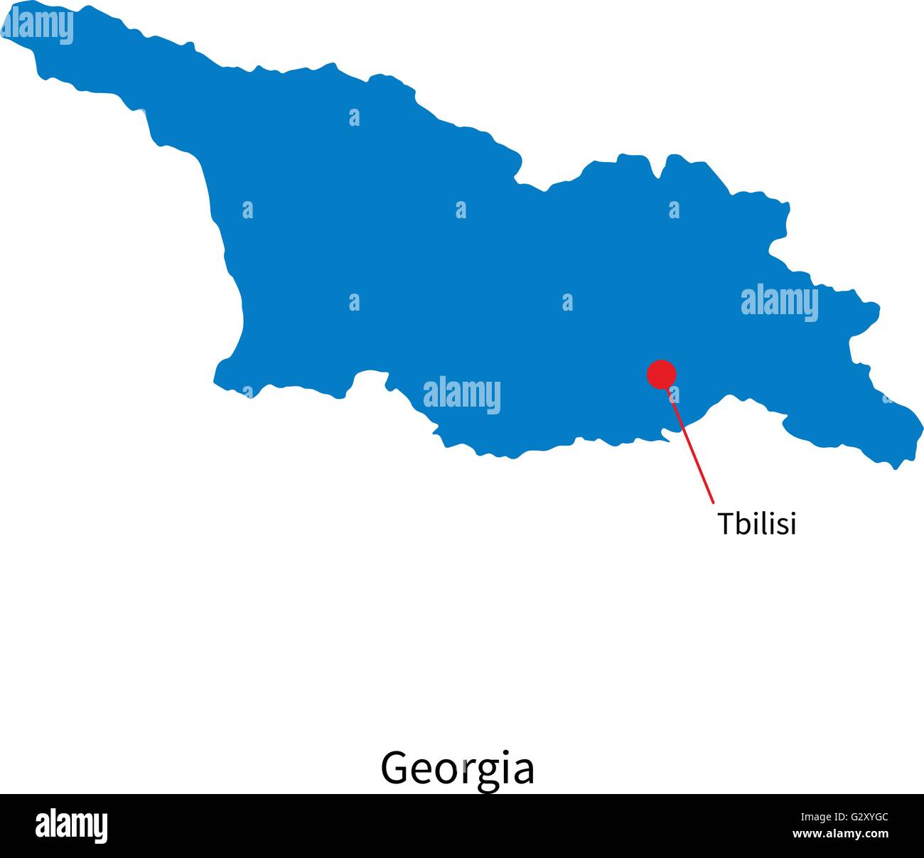 Detailed Vector Map Of Georgia And Capital City Tbilisi G2XYGC 