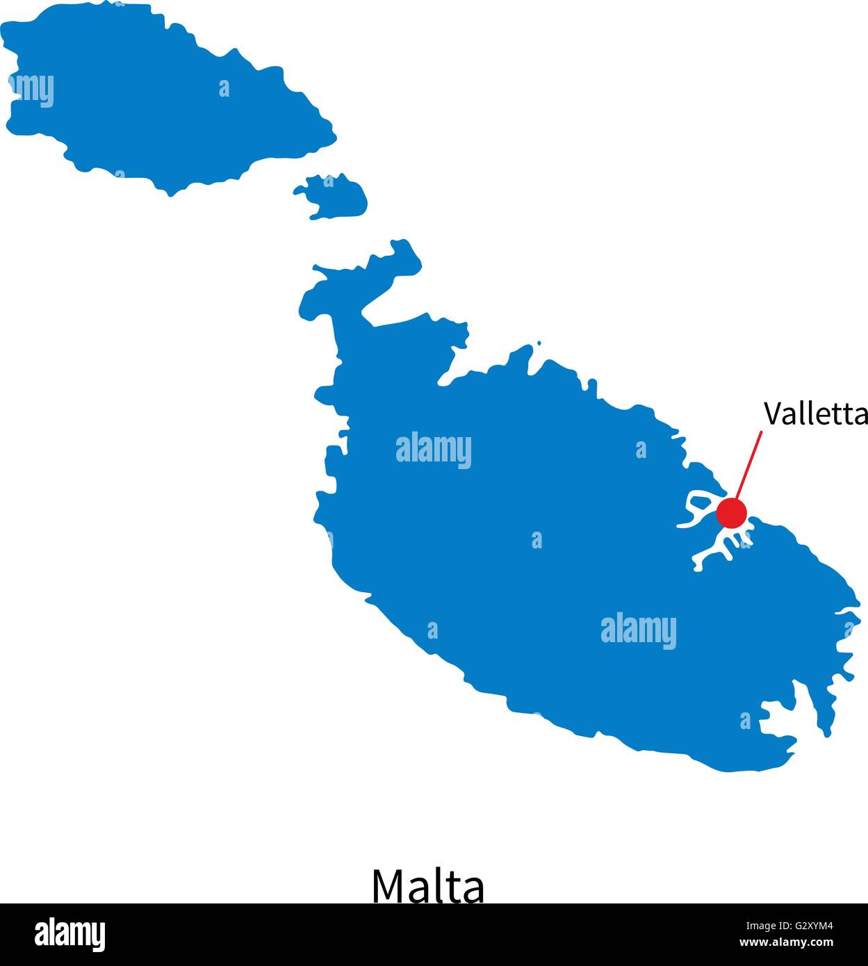 Detailed Vector Map Of Malta And Capital City Valletta Stock Vector Image Art Alamy