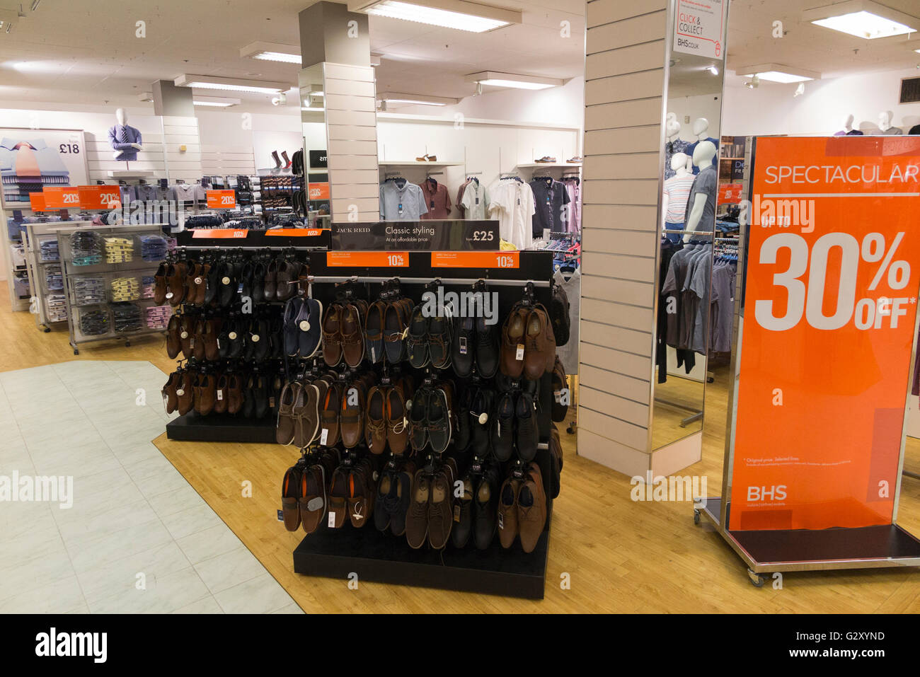 Inside / interior of a BHS / British Home Stores UK store / shop. Lincoln, Lincolnshire Stock