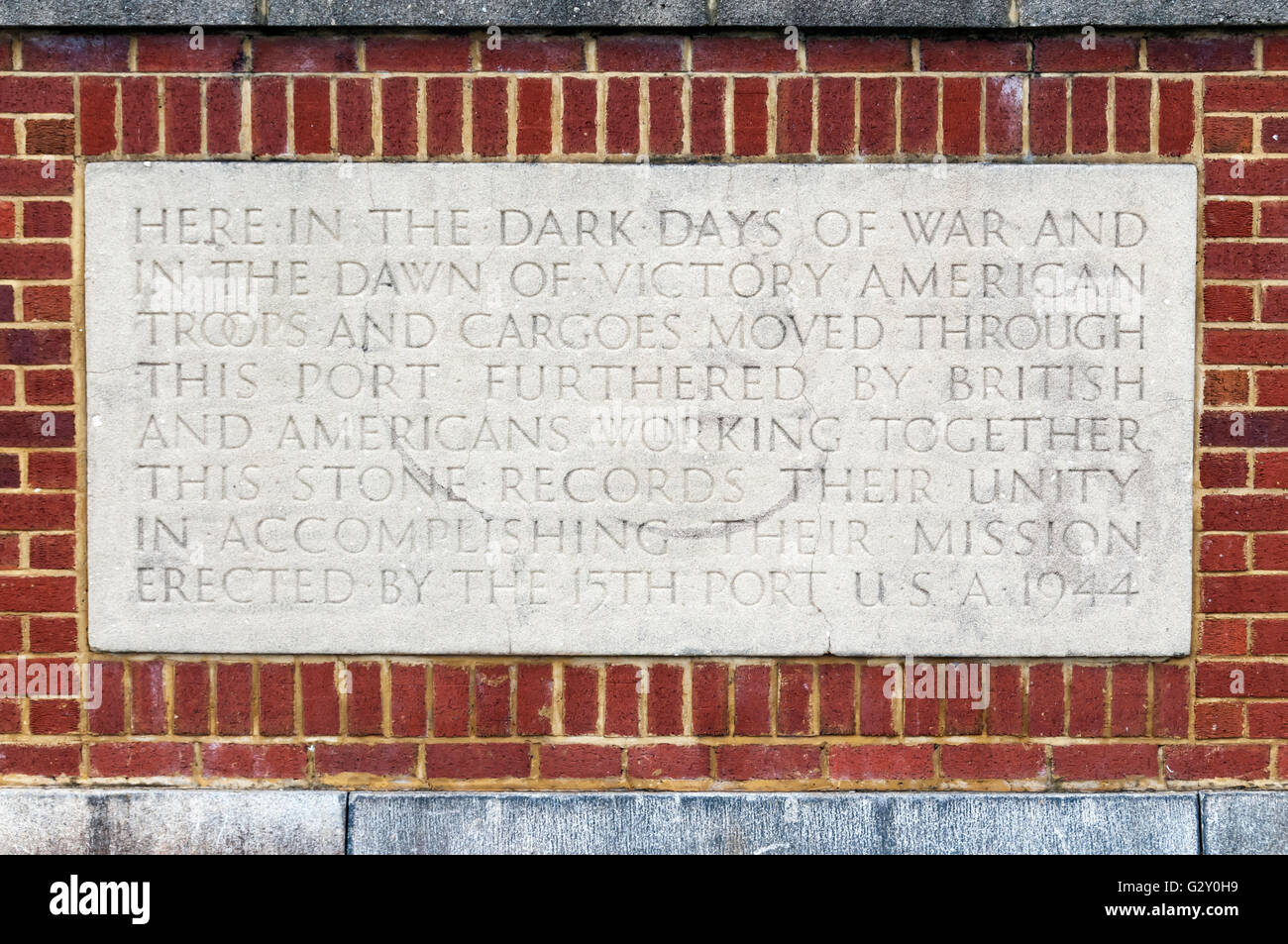Plaque at Liverpool Pier Head commemorating over 1m American troops who passed through the port