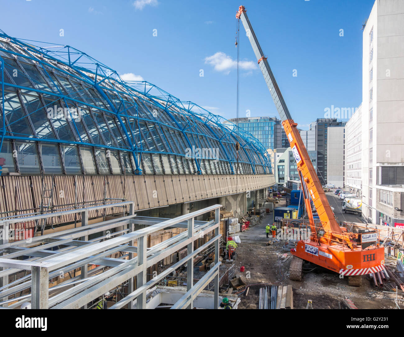Construction work on the former Eurostar International Terminal at Waterloo Station to convert to standard platform, London, UK Stock Photo