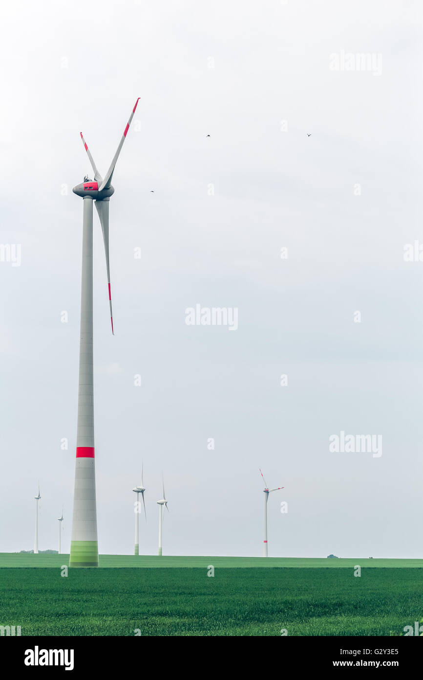 Generator windmill produces ecological energy Stock Photo Alamy