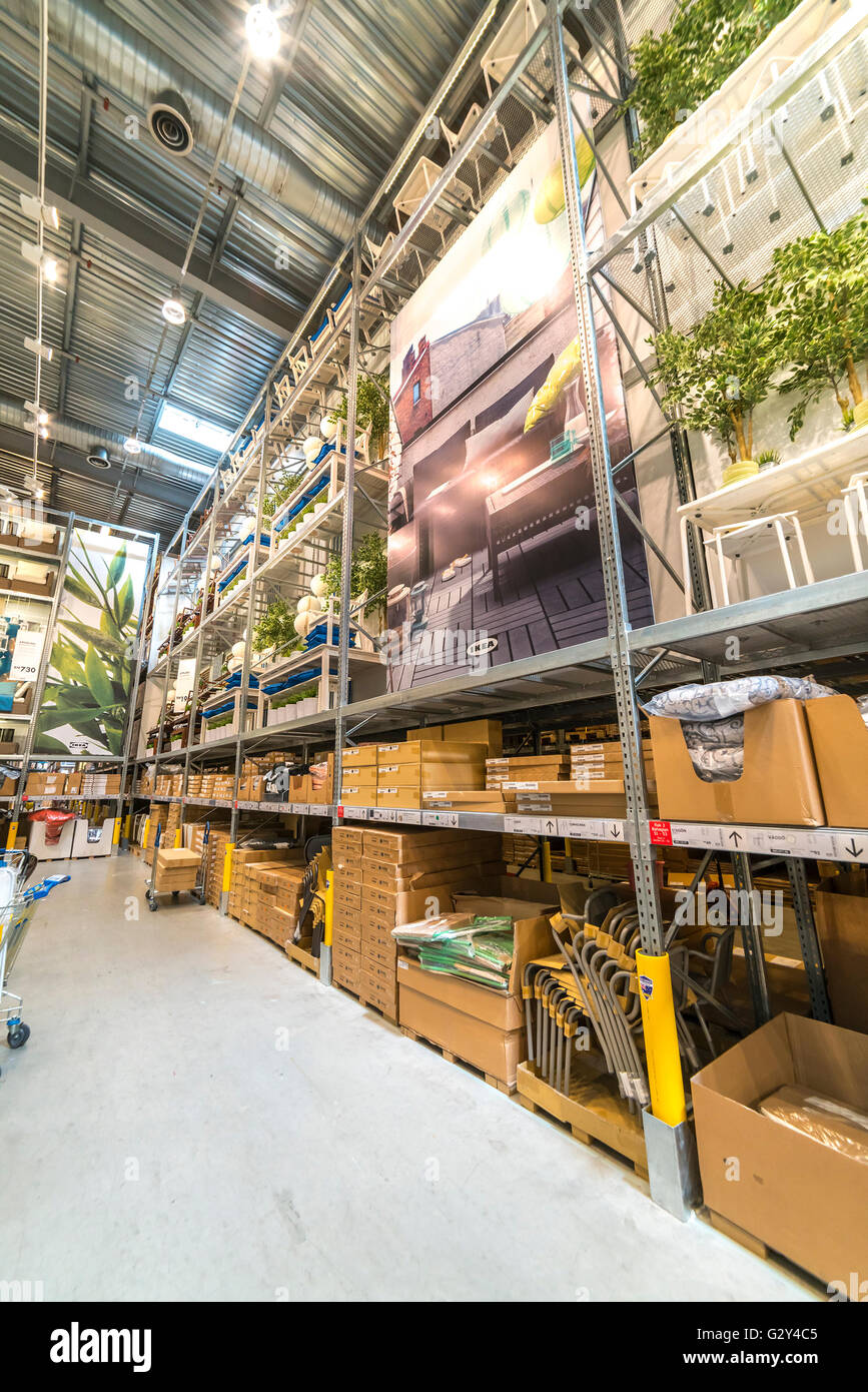 Largest distribution warehouse shelves hires stock photography and