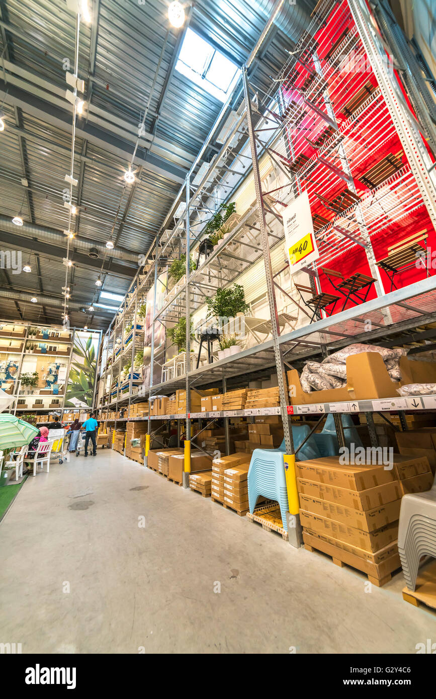 KUALA LUMPUR, MALAYSIA MAY 22, 2016 Warehouse storage in an IKEA