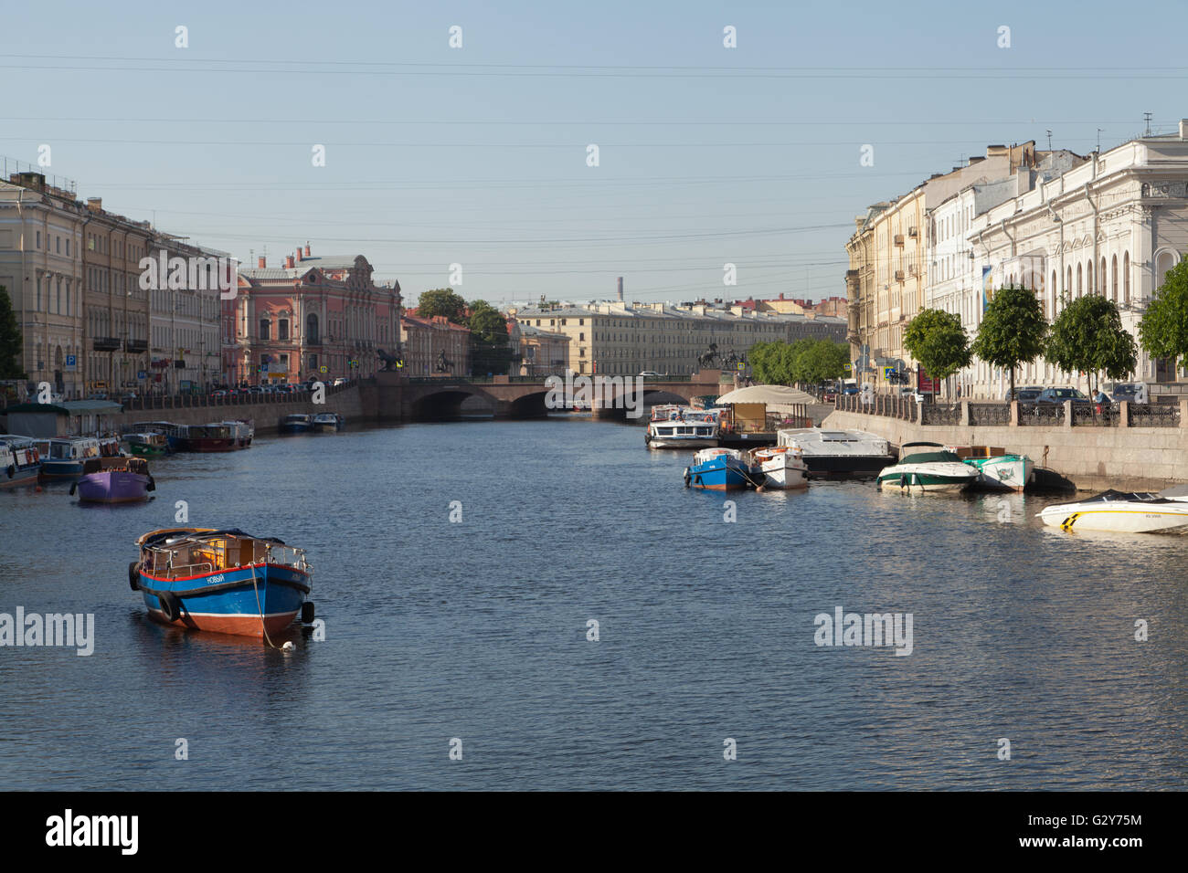 Embankment of the Fontanka River, Saint Petersburg, Russia. Stock Photo