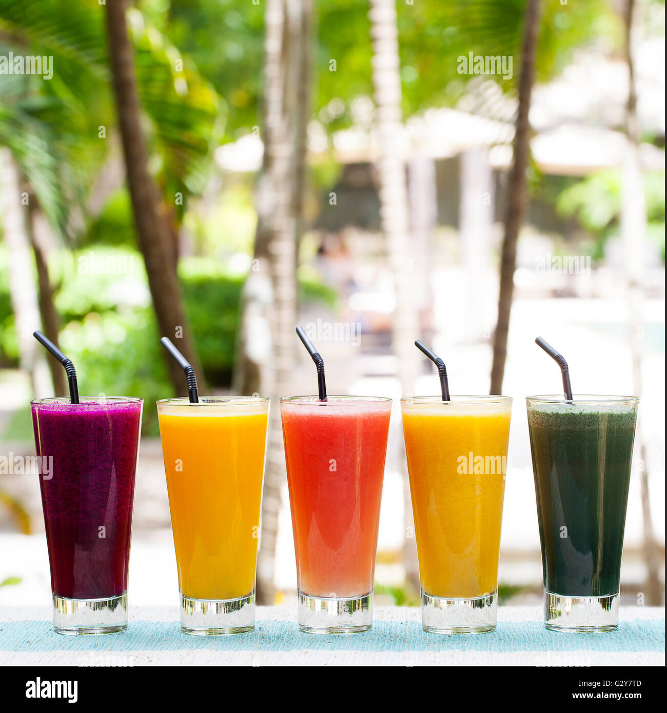 Assortment juices, smoothies, beverages, drinks Stock Photo Alamy