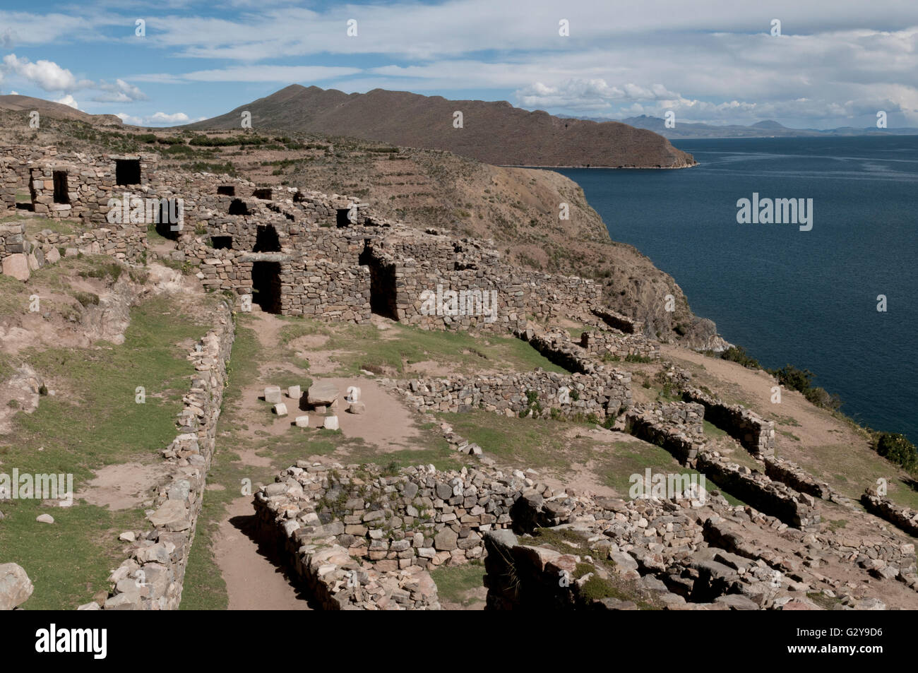 Isla del Sol, Palacio del Inca And Lake Titicaca Stock Photo