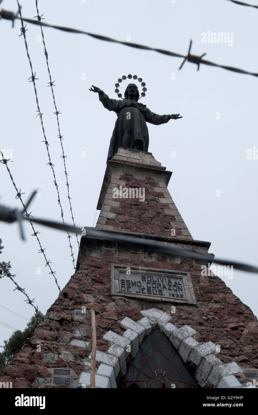 Sucre, Jesus Christ and Barbed Wire Stock Photo