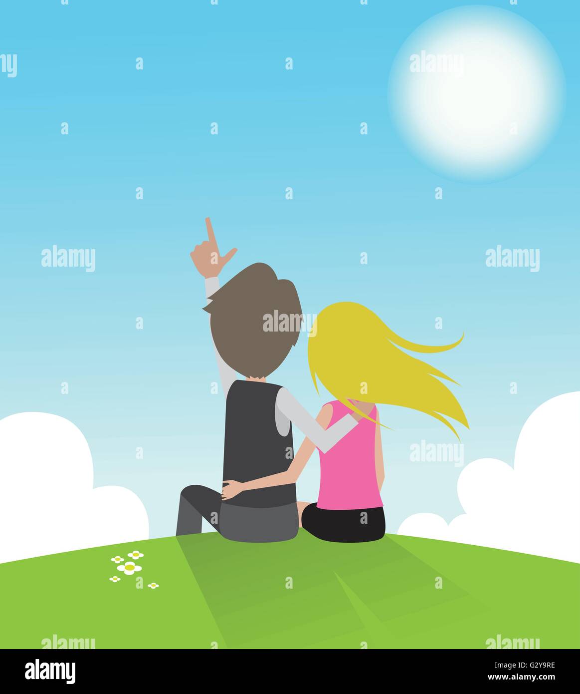 Couple on the hill Stock Vector