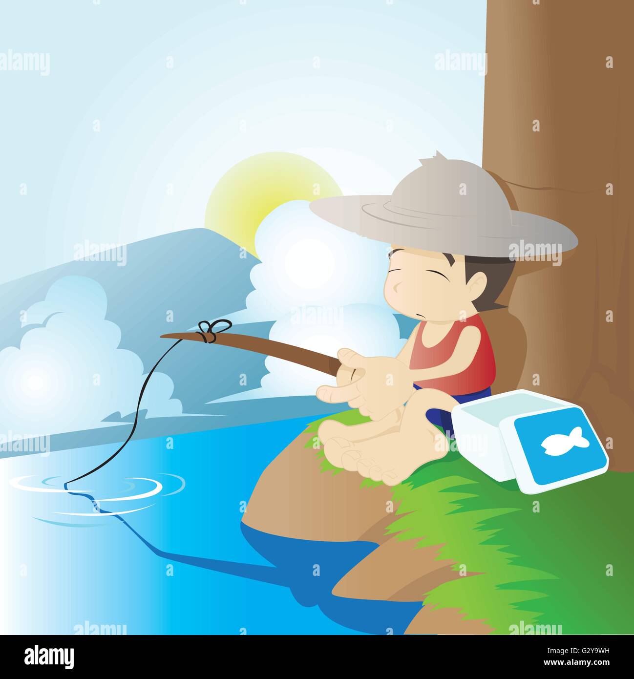 Boy Fishing Stock Vector