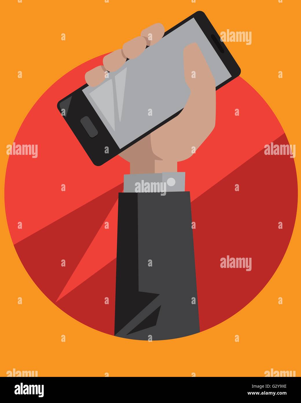 Mobile phone in hand illustration Stock Vector Images - Alamy