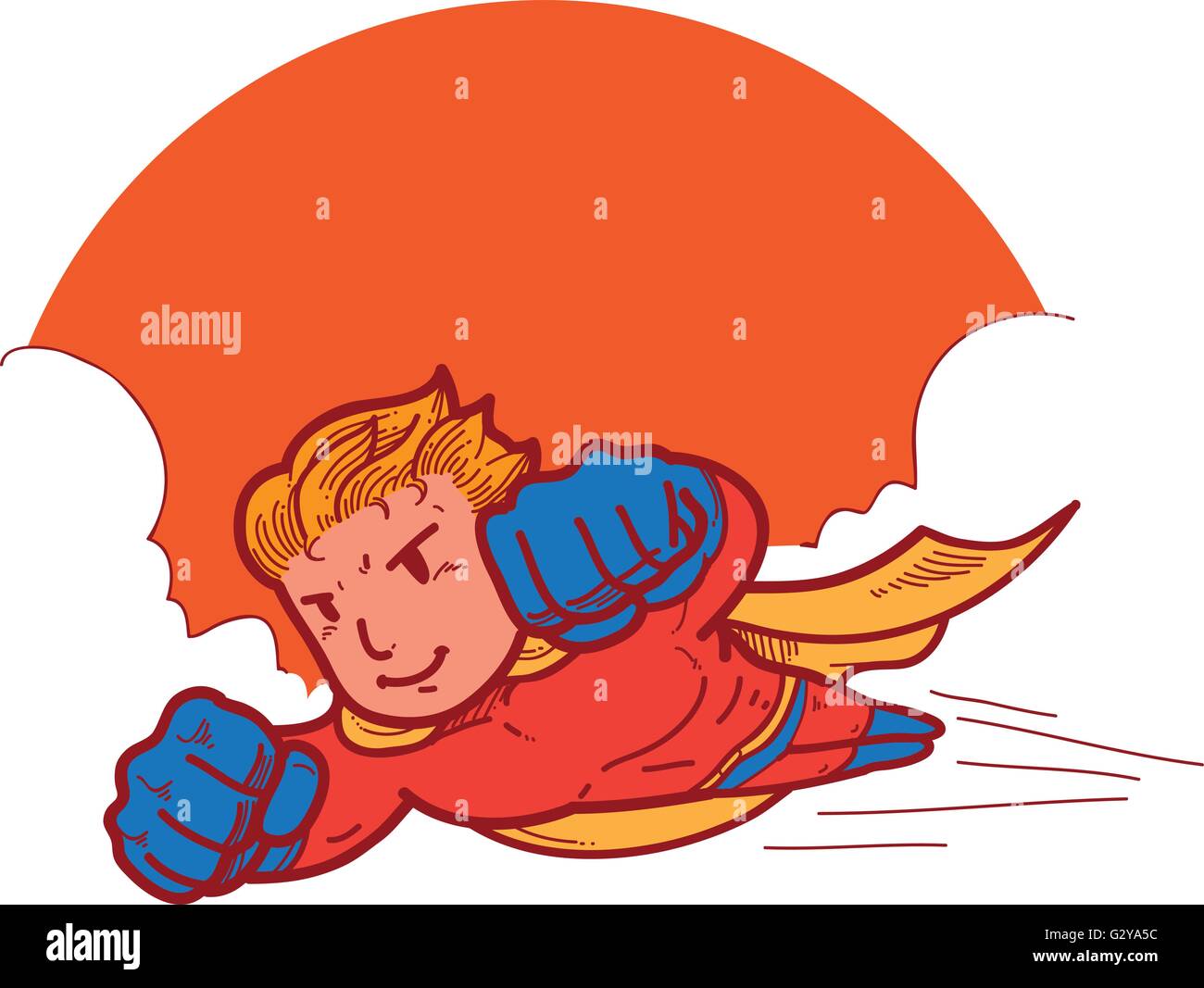 Cartoon Superhero Flying Stock Vector