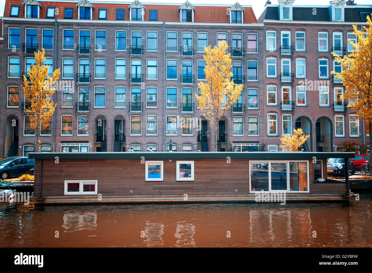 beautiful European capital Amsterdam in the summer. ancient streets and canals.Gold autumn Stock Photo