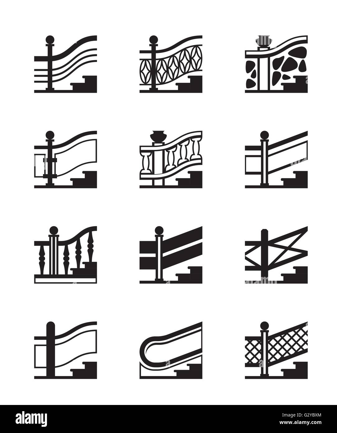Different types of railings vector illustration Stock Vector Image