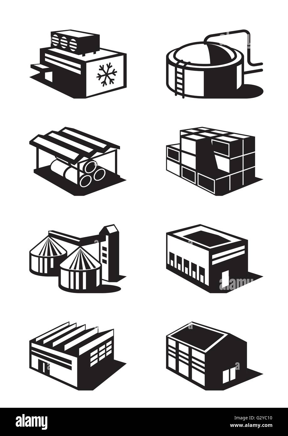 Industrial and commercial warehouses - vector illustration Stock Vector