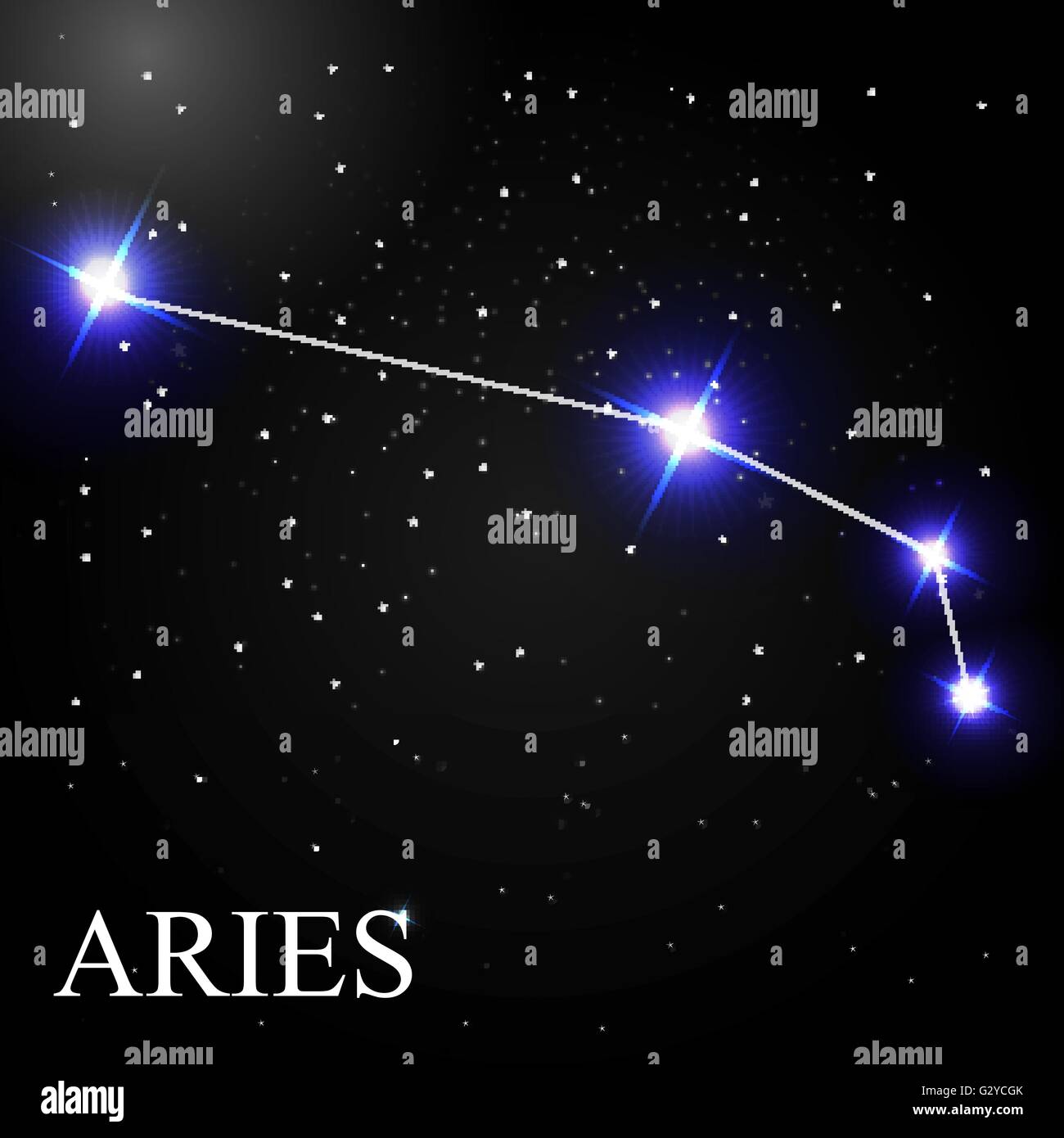 Aries Zodiac Sign with Beautiful Bright Stars on the Background Stock ...
