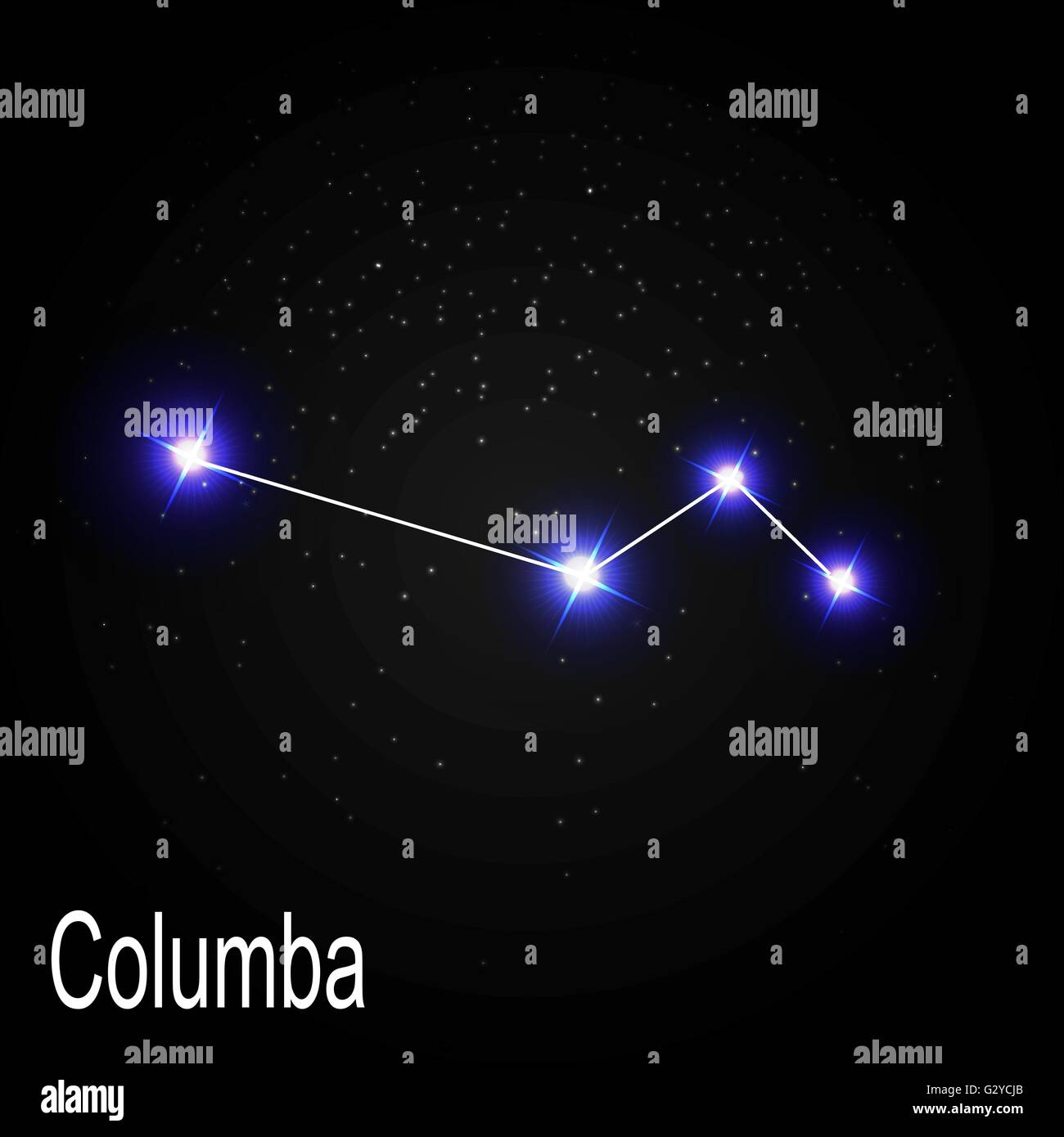Columba Constellation with Beautiful Bright Stars on the Backgro Stock Vector