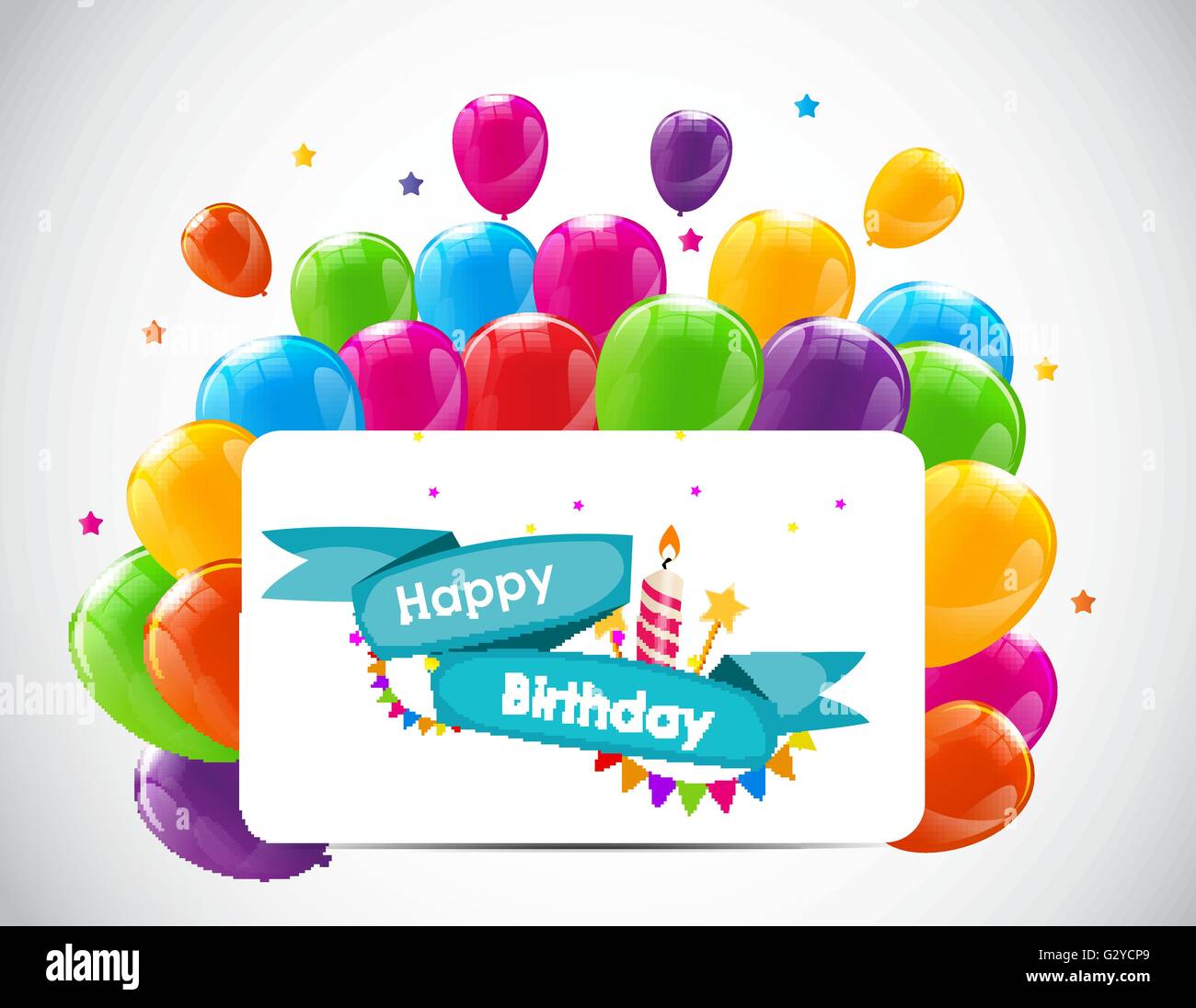 Happy Birthday Card Template with Balloons Vector Illustration Stock ...