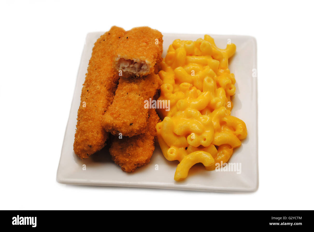 Fish Sticks Served on a Plate With Mac & Cheese Stock Photo Alamy