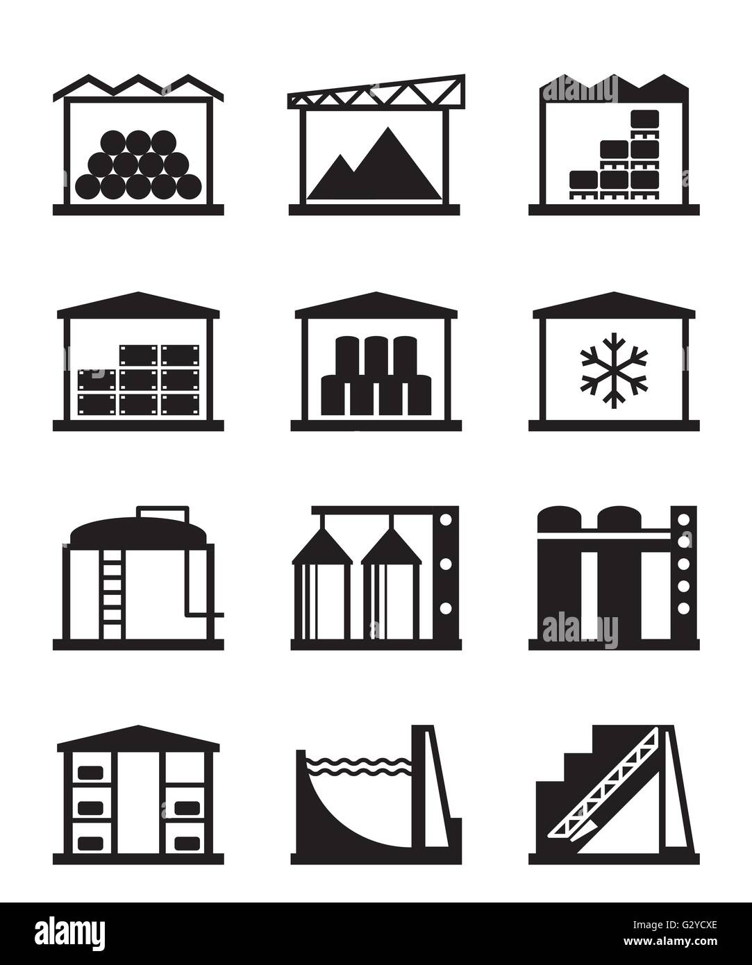 Industrial and commercial warehouses - vector illustration Stock Vector