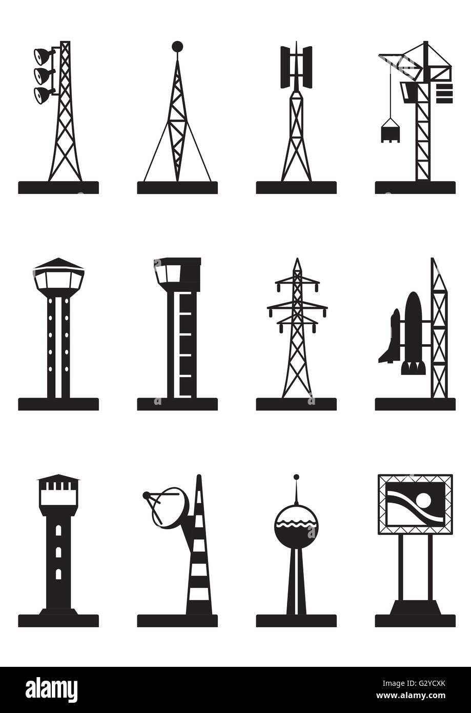 Industrial towers and poles - vector illustration Stock Vector