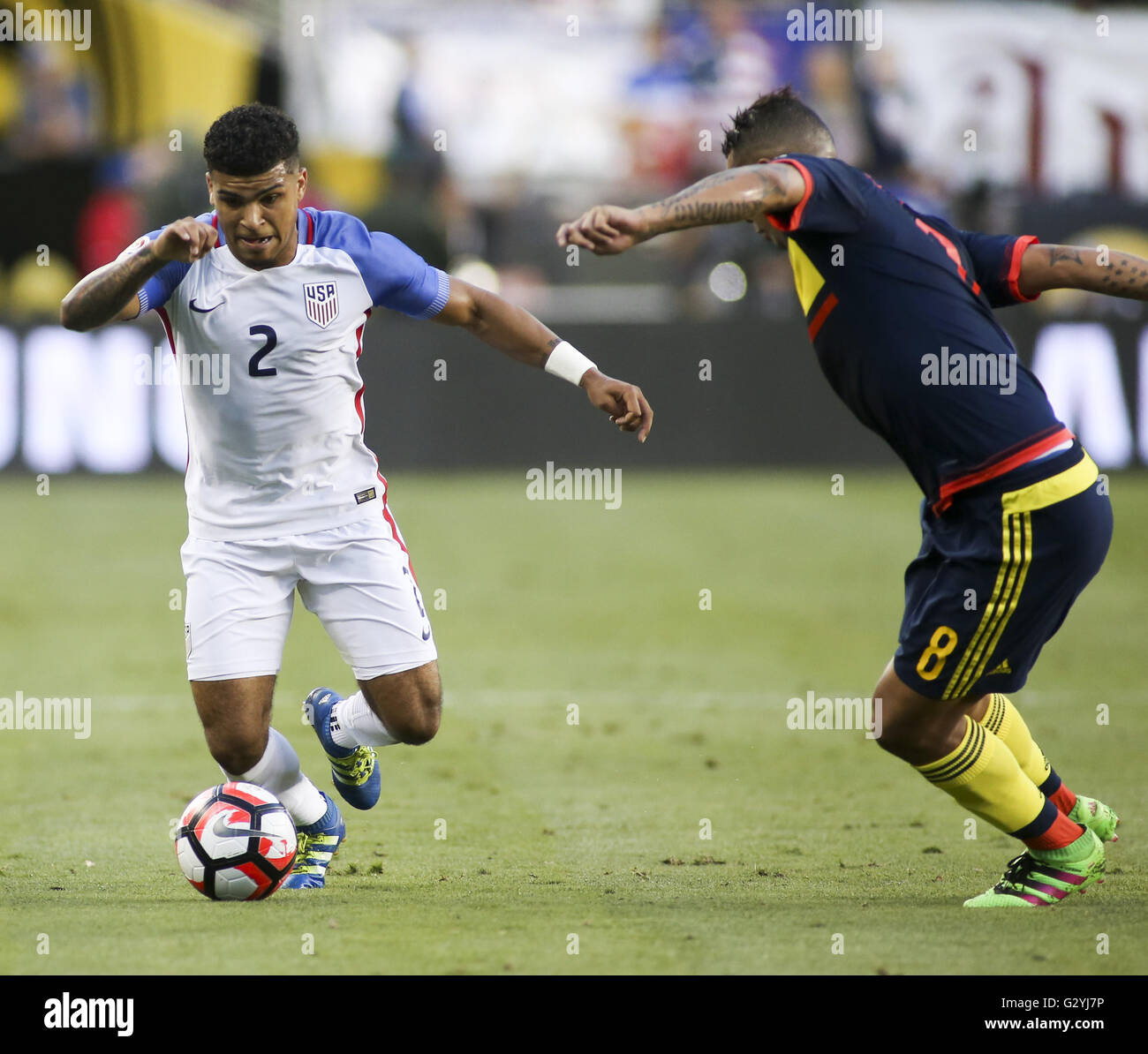 Los Angeles, California, USA. 3rd June, 2016. United States defender DeAndre Yedlin in the 2016 Copa America game between United States and Colombia at Levi's Stadium on June 3, 2016 in Santa Clara, California. © Ringo Chiu/ZUMA Wire/Alamy Live News Stock Photo
