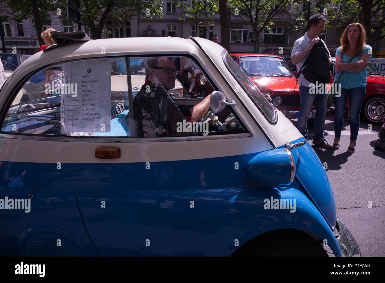 Berlin, Germany. 04th June, 2016. There are over 2000 oldtimer which will be shown along 2 Kilometer in the street  Kurfürstendamm. Betwen the Oliverplatz and Joachimstaler Straße. the There is also presentationen, shows with recognized presenters.  Saturday 4: 10-23h Sunday: 10-20h Credit:  Aitor Diago Sanchez/Alamy Live News Stock Photo