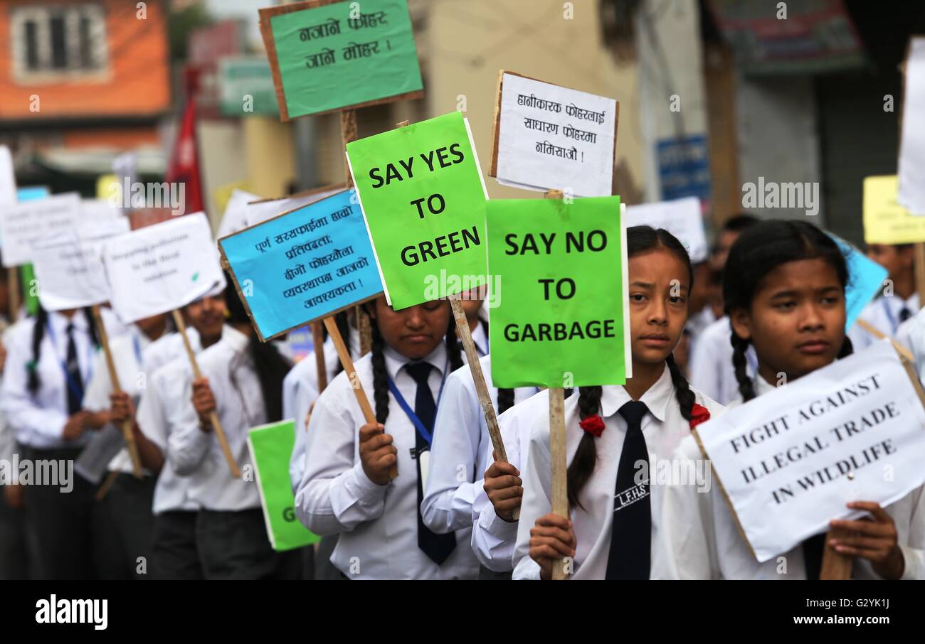 Kathmandu Nepal 5th June 2016 Nepalese Children Participate In An