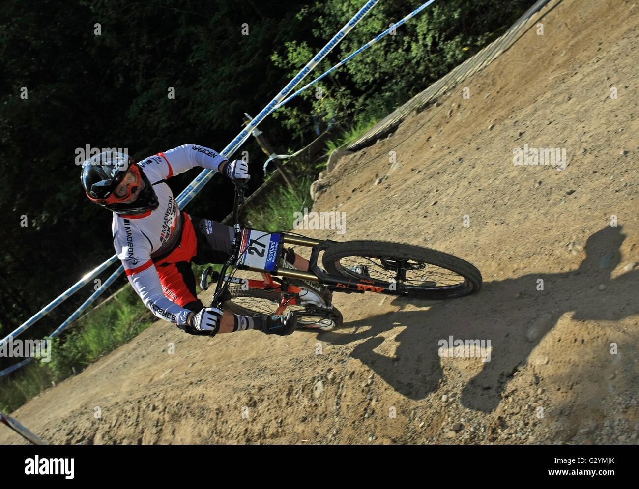 Fort William, UK. 05th June, 2016. Matthew Simmonds GBR on the course for the Downhill Mountain Bike World Cup at Fort William, Scotland on June 5th 2016. Credit:  Malcolm Gallon/Alamy Live News Stock Photo