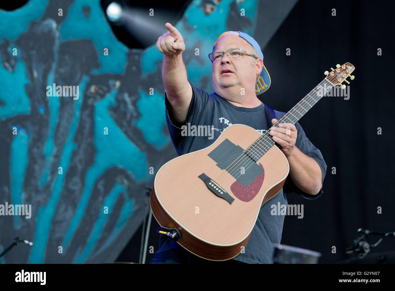 Nuremberg, Germany. 04th June, 2016. US singer and actor Kyle Gass of the band Tenacious D. performs on stage at the 'Rock im Park' (Rock in the Park) music festival in Nuremberg, Germany, 04 June 2016. More than 80 bands are set to perform at the festival until 05 June. Photo: DANIEL KARMANN/dpa/Alamy Live News Stock Photo