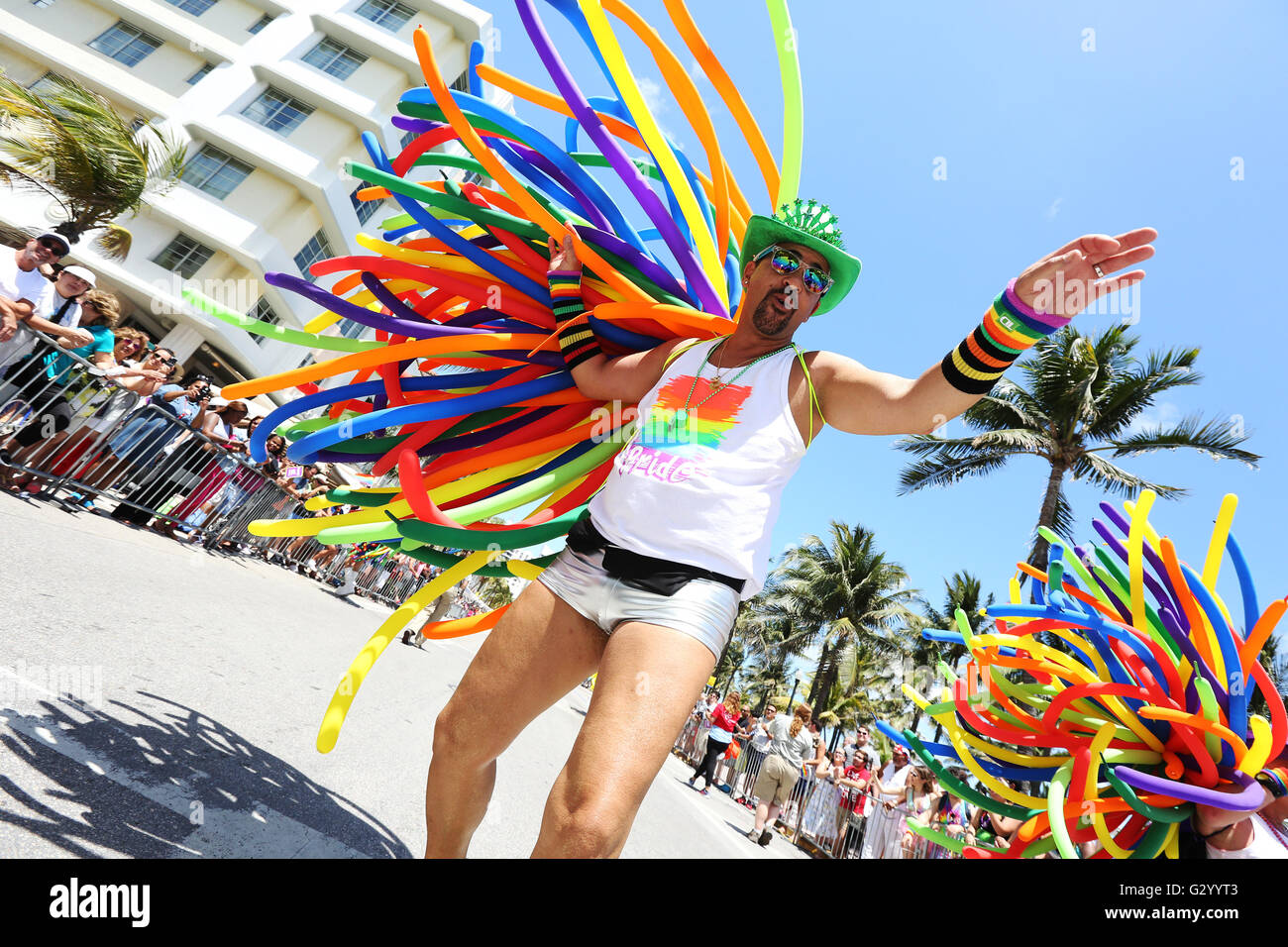 Performer in Miami Beach Gay Pride parade Stock Photo Alamy