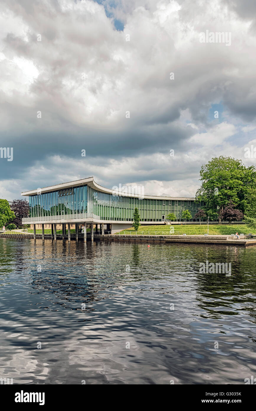The university of Halmstad's library on the river Stock Photo Alamy
