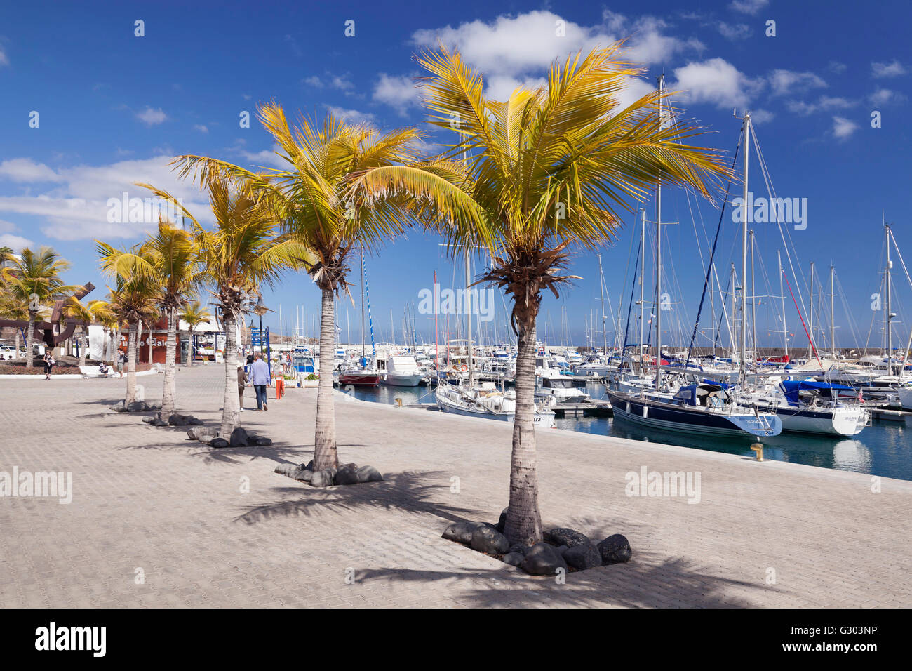 Waterfront, Puerto Calero Marina, Lanzarote, Canary Islands, Spain Stock Photo