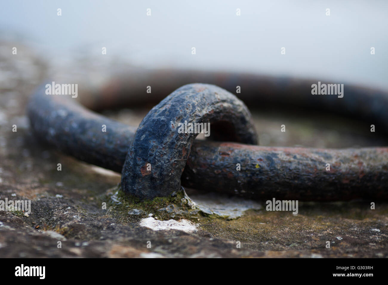 Closeup of a mooring ring on the side of Bridgwater Quay, England, United Kingdom, Europe Stock Photo