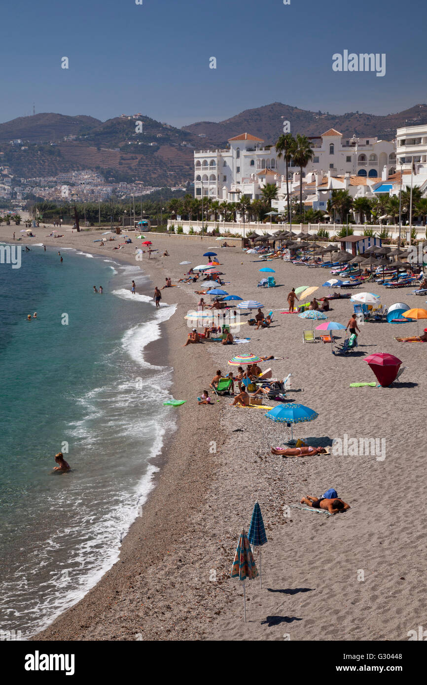 Coast and beach, Nerja, Costa del Sol, Andalusia, Spain, Europe, PublicGround Stock Photo