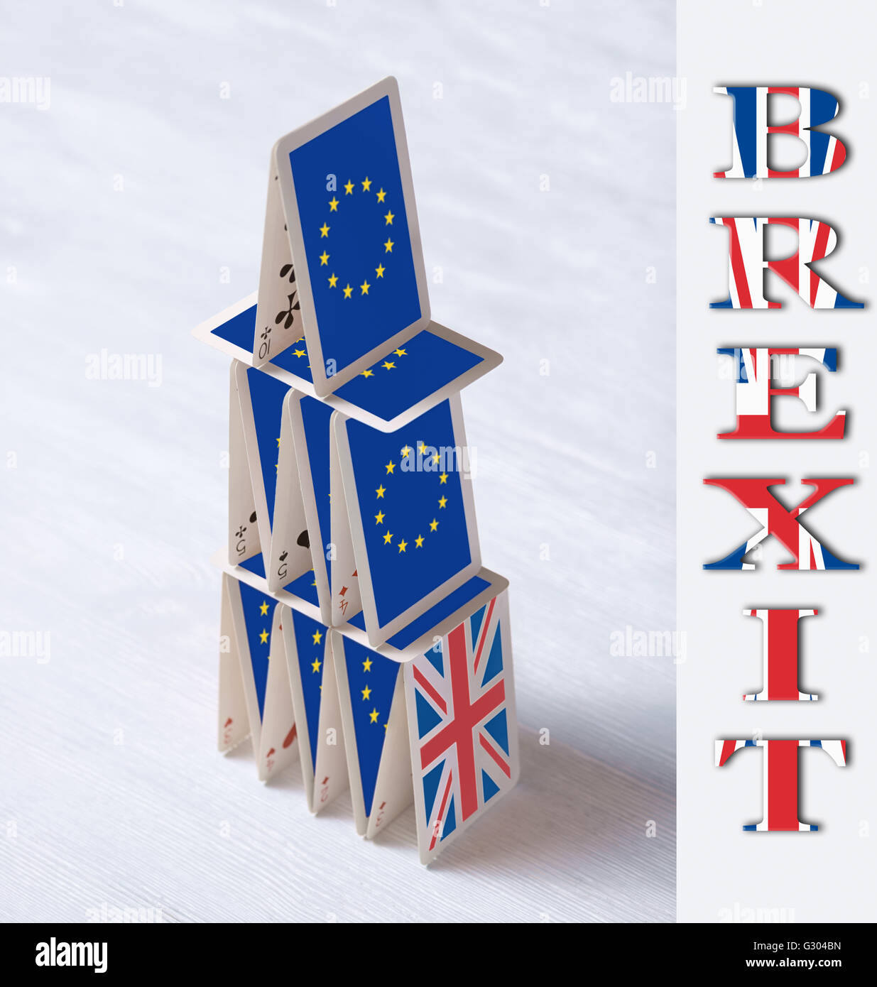 Collage On Event June 23 Brexit Uk Eu Referendum Concept Will The House Of Cards Stand When United Kingdom Leave European Union Stock Photo Alamy