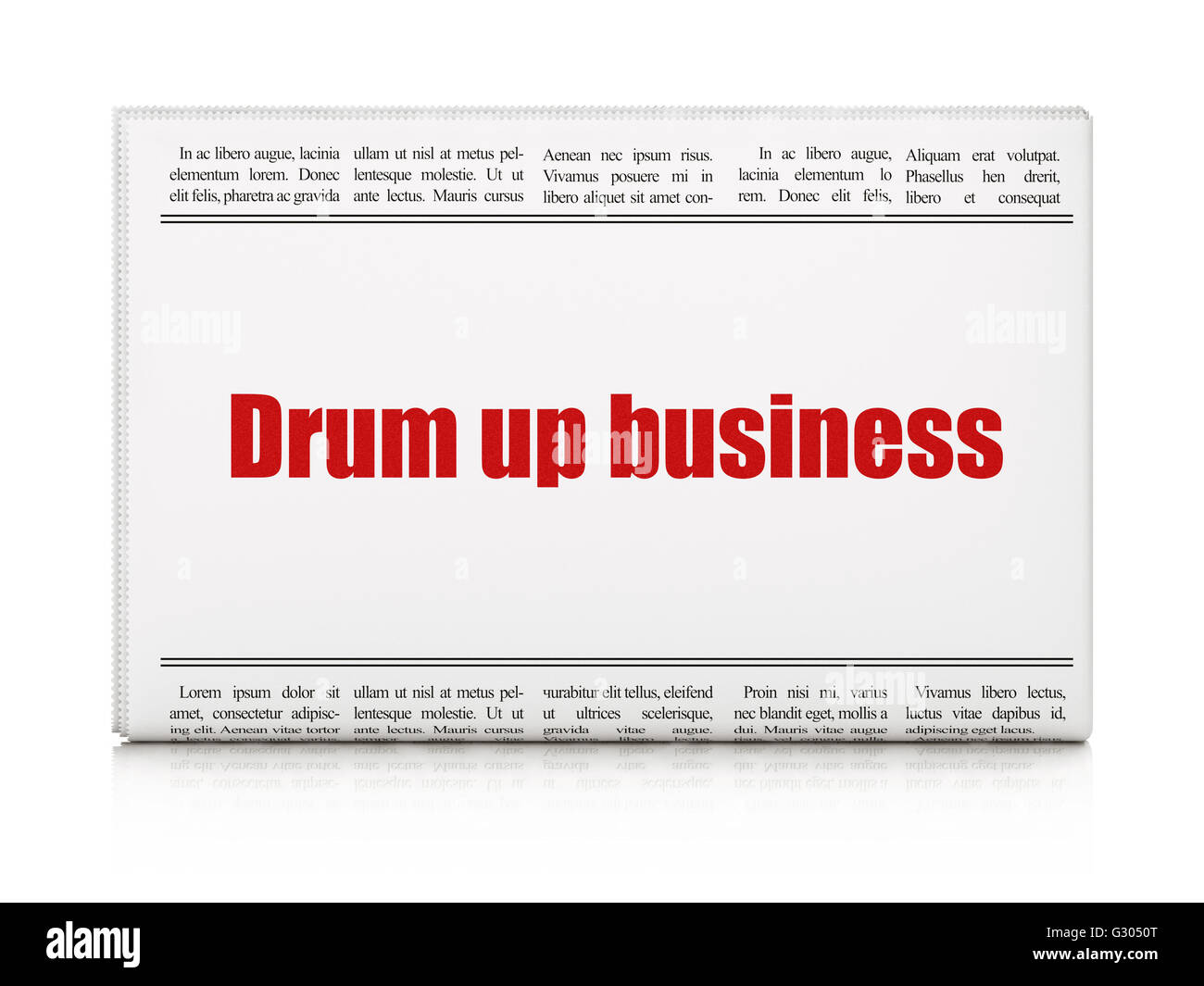 Finance concept newspaper headline Drum up business Stock Photo Alamy